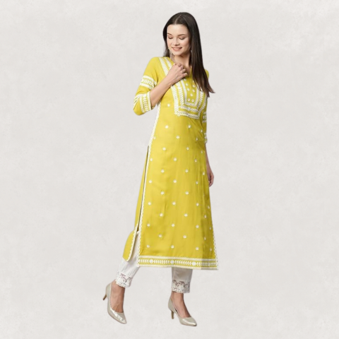 Women's Cotton Blend Straight Fit Straight Kurta